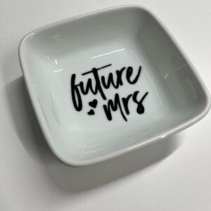 Future Mrs Ring Dish | White Ceramic Jewelry Tray 4x4 Gift